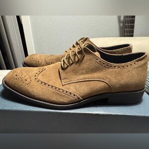 NIB Joseph Abboud Suede Men’s Wingtip Dress Shoes Tan Size 10